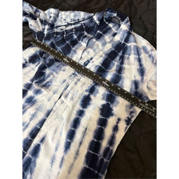 Spirit Jersey Sweater Womens Medium White Blue Cardigan Tie Dye Open Front NWOT - Picture 6 of 9